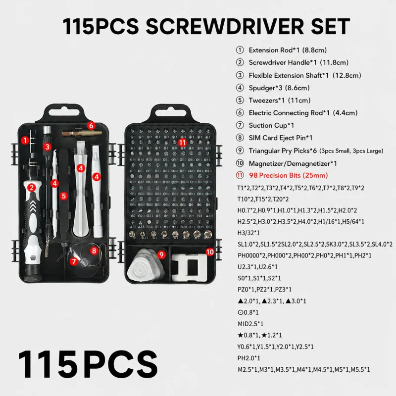 Portable 115in1 Magnetic Screw - огляд і ціна Electronics Repair Equipment